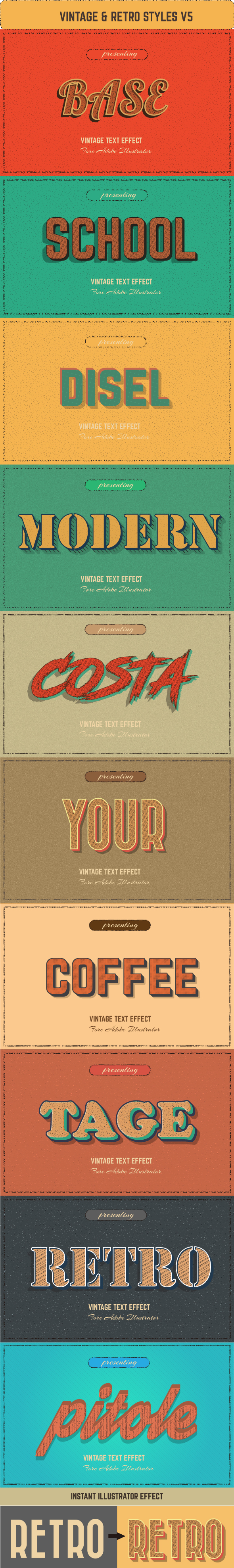 Vintage & Retro Graphic Styles for Illustrator - Styles Illustrator