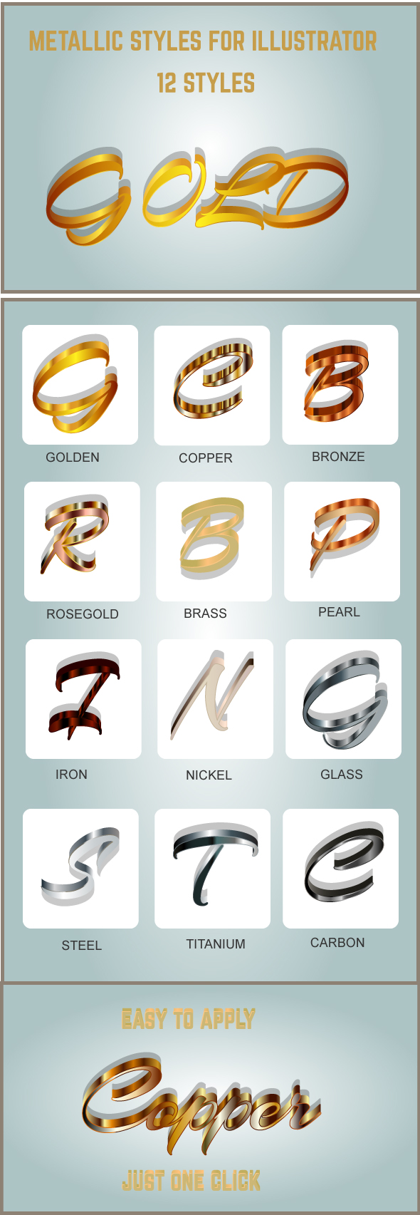 Metallic Styles for Illustrator - Styles Illustrator