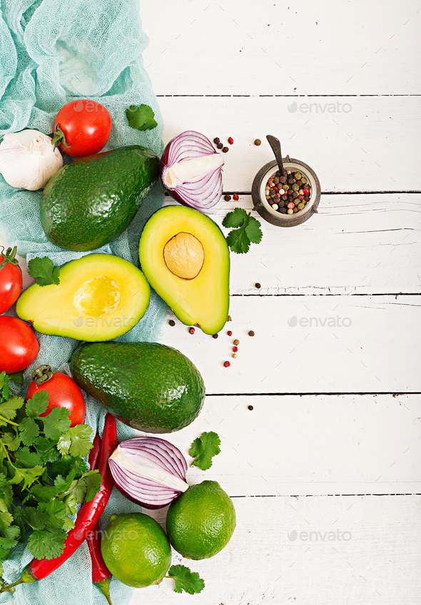 Guacamole sauce ingredients Stock Photo by Timolina PhotoDune