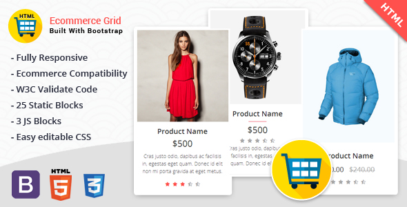 Ecommerce Grid is a Multipurpose Product Showcase HTML Widget - CodeCanyon Item for Sale