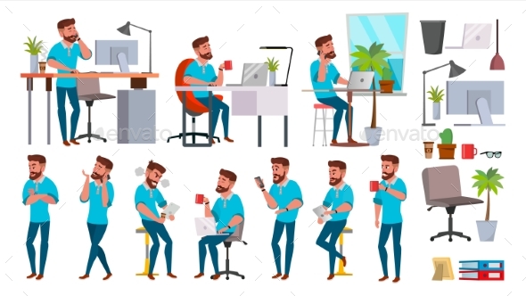 Business Man Character Vector - People Characters