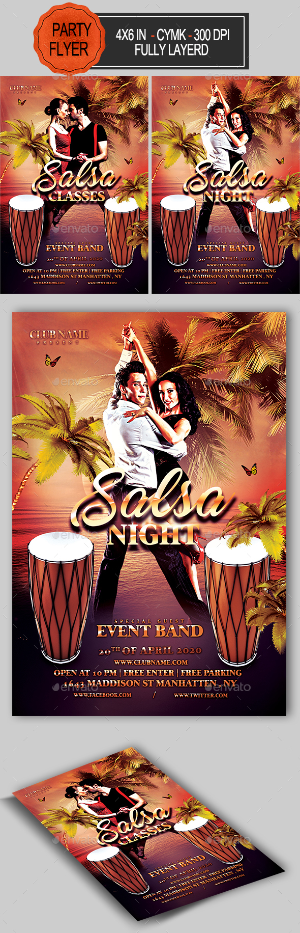 Salsa Party Flyer Template - Clubs & Parties Events