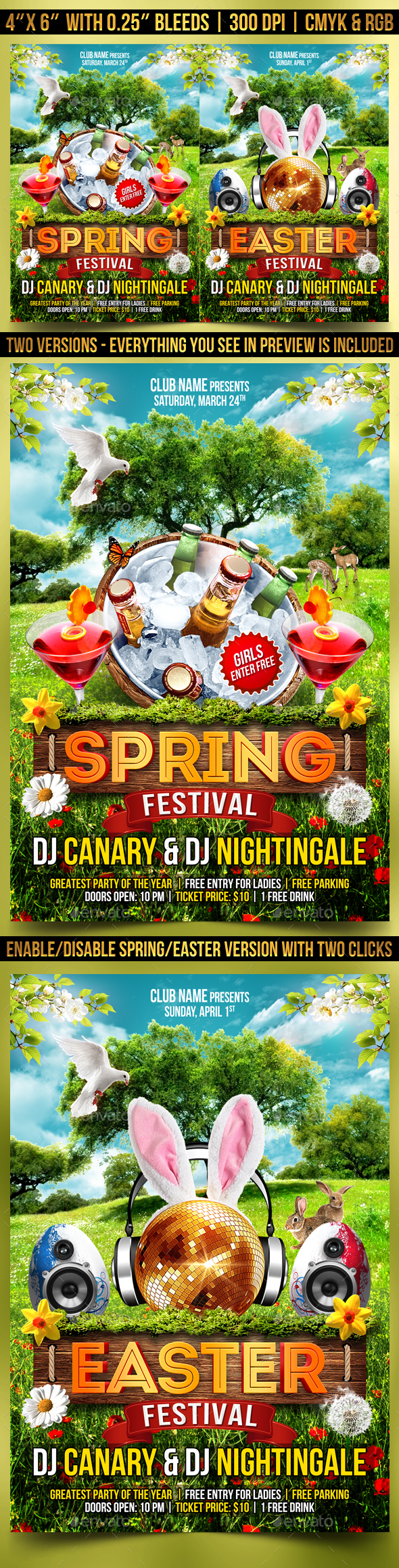 Spring and Easter Flyer Template - Clubs & Parties Events