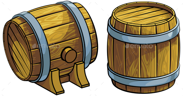 Set of Wooden Barrels - Man-made Objects Objects