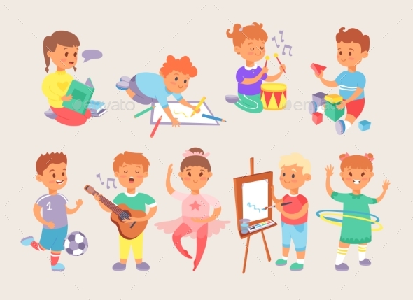 Young Vector Children Kids Boys and Girls School - People Characters