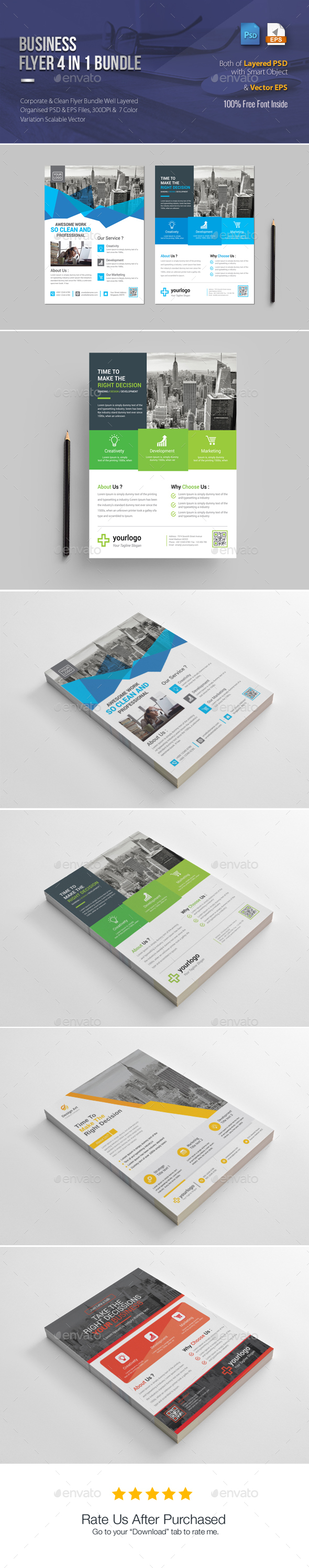 Corporate Flyer Bundle 4 in 1 - Corporate Flyers