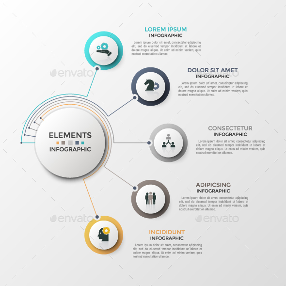 Linear Circular Connection Infographic Template - Infographics