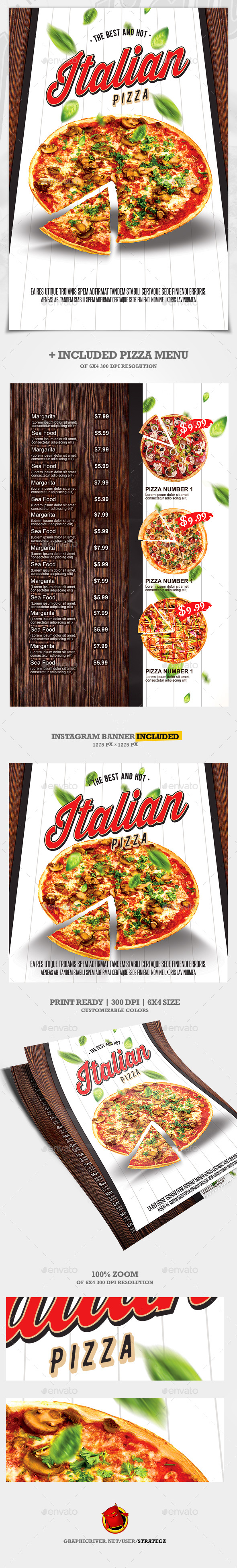 Pizza Flyer + Pizza Menu - Print Templates
