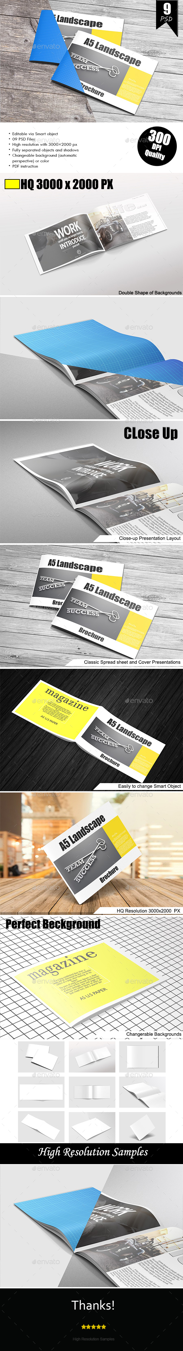 A5 Landscape Brochure Mockup - Brochures Print