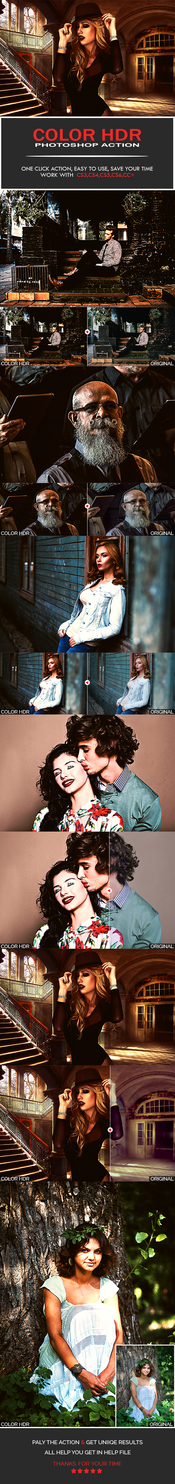 Color HDR Photoshop Action - Actions Photoshop