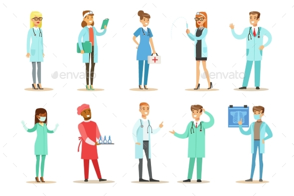 Doctors With Different Specializations Wearing - Health/Medicine Conceptual