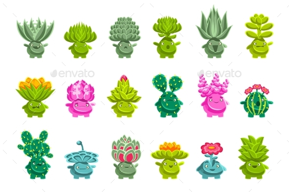 Alien Fantastic Plant Characters with Succulent - Flowers & Plants Nature