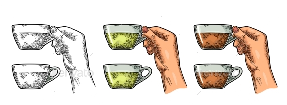 Female Hand Holding a Cup of Tea - Food Objects