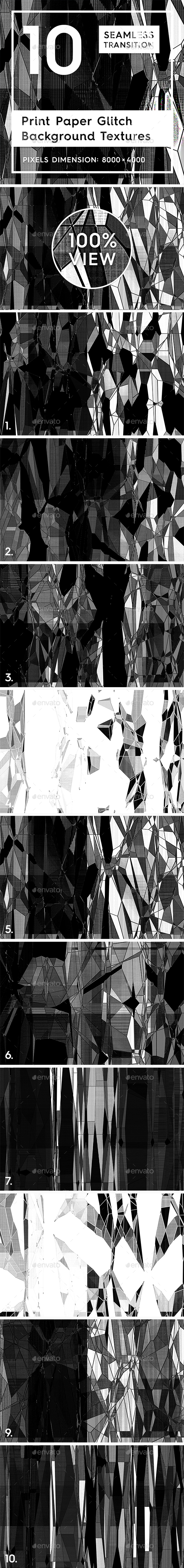 10 Print Paper Glitch Background Textures - Abstract Backgrounds