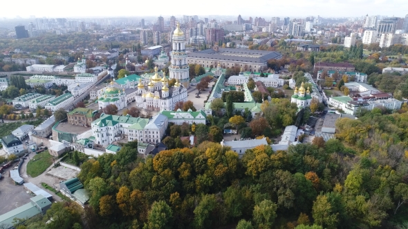 Aerial View of Kiev Pechersk Lavra in Autumn at Kiev, Ukraine