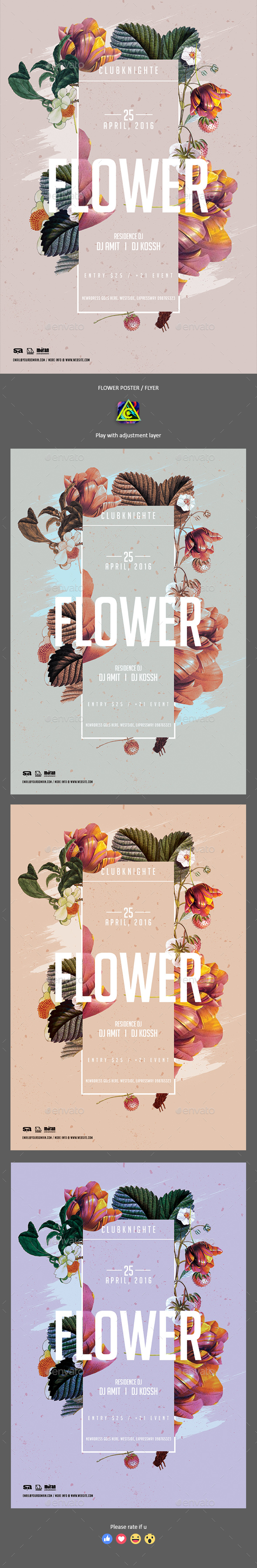 Flower Poster / Flyer - Clubs & Parties Events