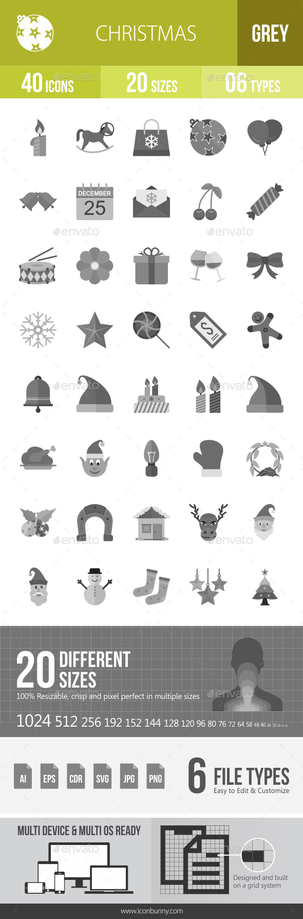 40 Christmas Grey Scale Icons - Icons
