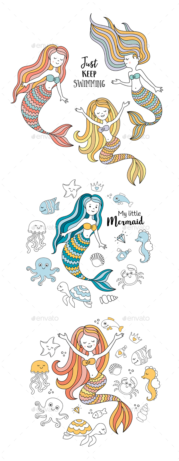 Mermaids Vector Set - Miscellaneous Characters