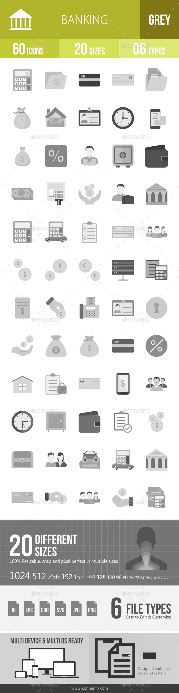 60 Banking Grey Scale Icons - Icons