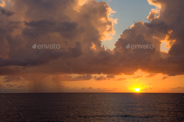 Sun And Rain Over Sea, Malta Stock Photo by IndustryAndTravel | PhotoDune