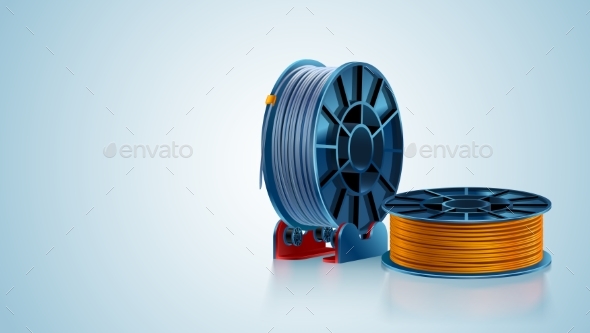 3D Printing Filament Spool or Coil on Holder - Man-made Objects Objects