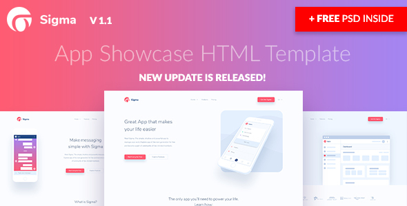 Sigma — App Showcase HTML Template + Stylish Cost Calculator - Software Technology