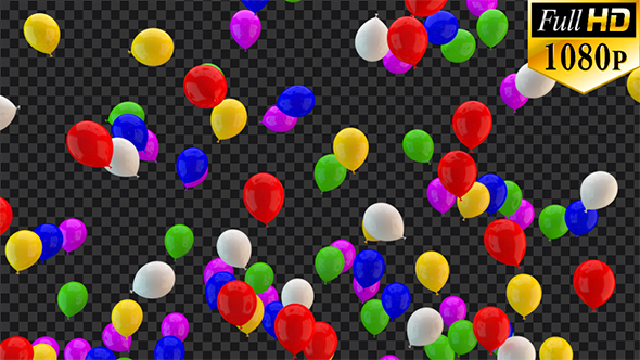 Slowly Rising Balloons - Alpha Channel