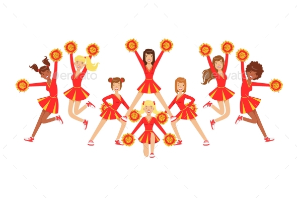 High-School Profession Cheerleading Teams Of Girls - Miscellaneous Vectors