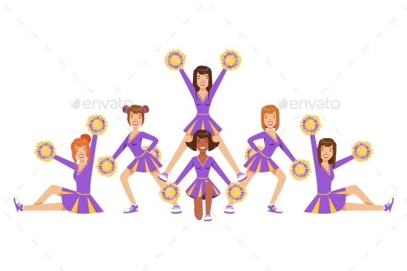 High-School Profession Cheerleading Teams Of Girls - Miscellaneous Vectors