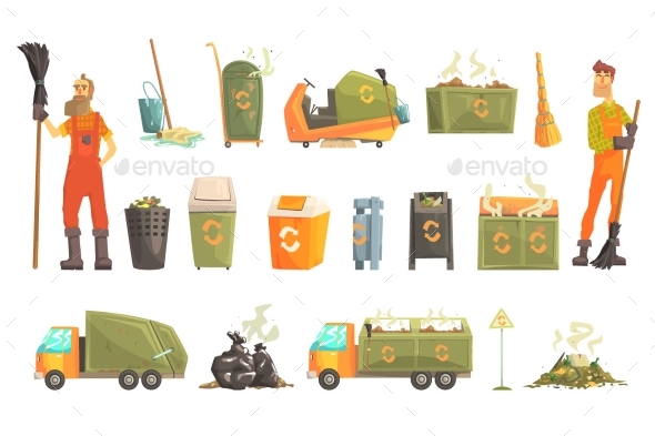Waste Recycling And Disposal Related Object Around - Miscellaneous Vectors