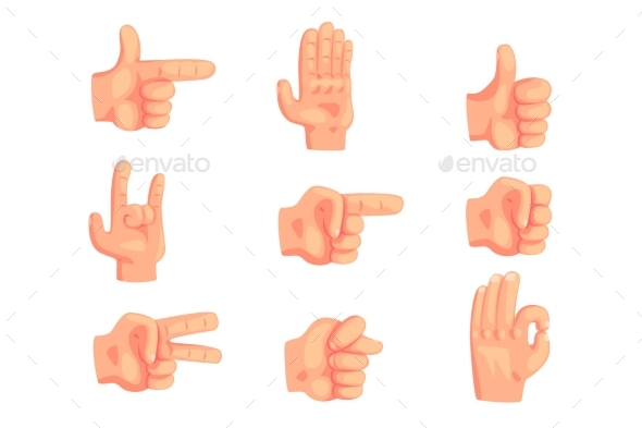 Conceptual Popular Hand Gestures Set Of Realistic - Miscellaneous Vectors