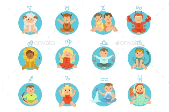 Babies In Twelve Zodiac Signs - Miscellaneous Vectors