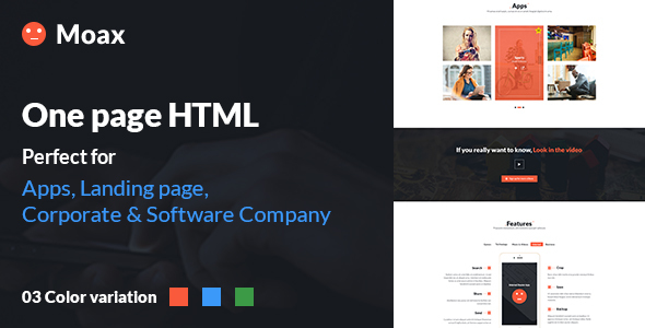 Top Moax - One Page Multipurpose html for (App, Software & Others)