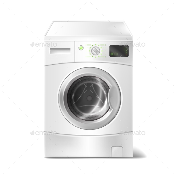 Vector Realistic Washing Machine with Smart - Man-made Objects Objects