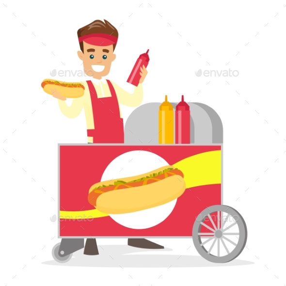 Street Seller Making a Hot Dog - People Characters