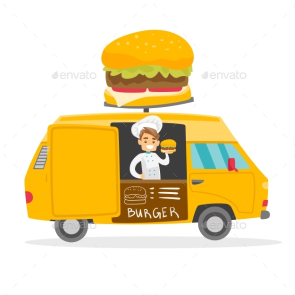 Street Seller Selling Burgers - People Characters