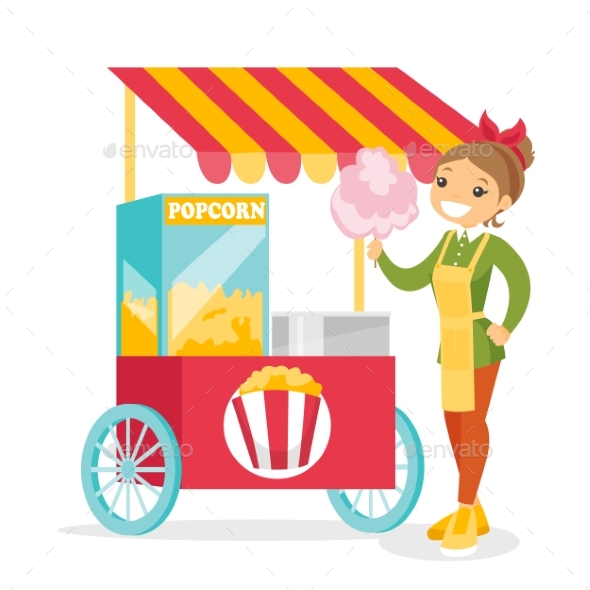 Street Seller Selling Cotton Candy - People Characters