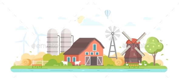 Agriculture - Modern Flat Design Style Vector - Buildings Objects
