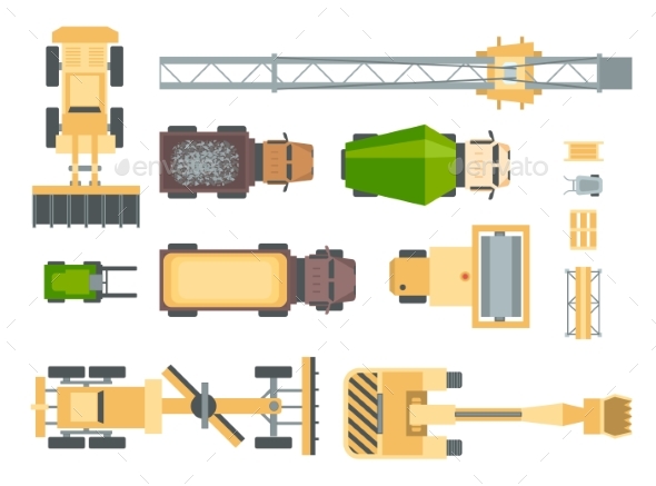Construction Machines - Set of Modern Vector - Objects Vectors