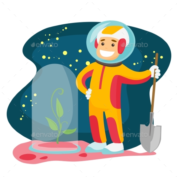 Astronaut Planting Tree on a New Planet - People Characters