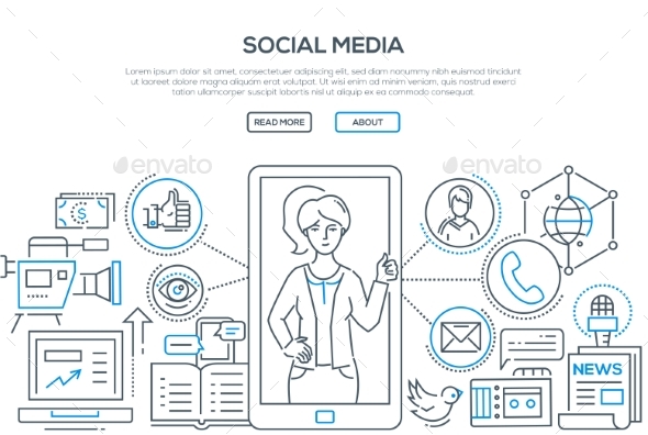 Social Media - Modern Line Design Style - Web Technology