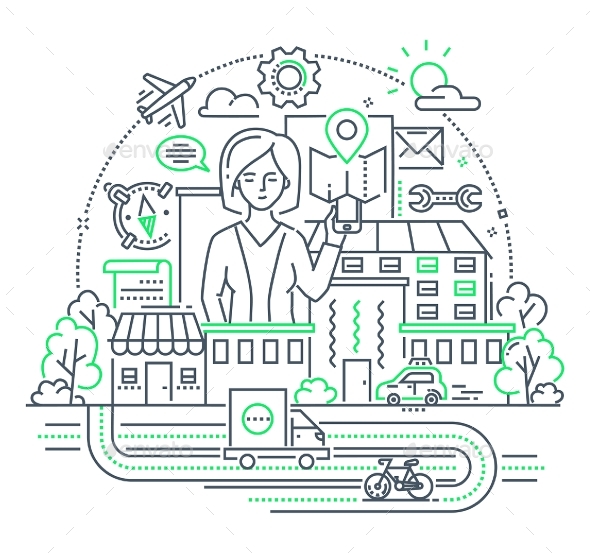 Businesswoman - Modern Line Design Style - Concepts Business