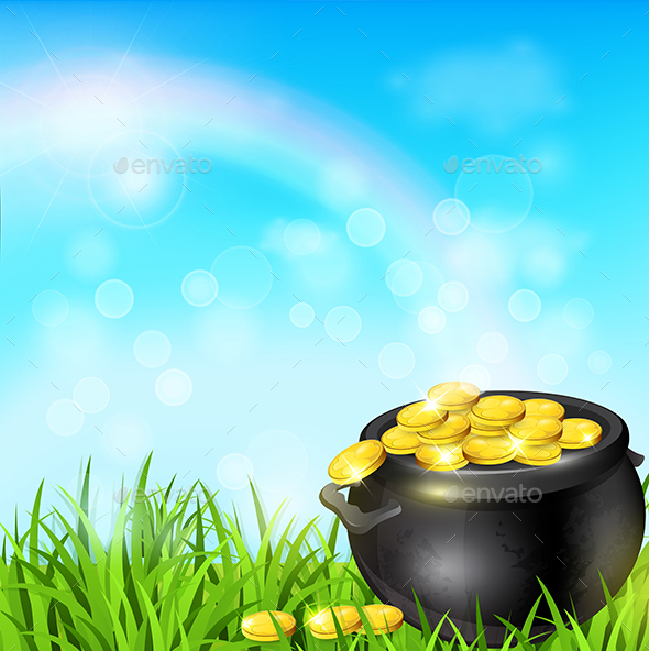 Pot of Gold in a Green Grass - Miscellaneous Seasons/Holidays