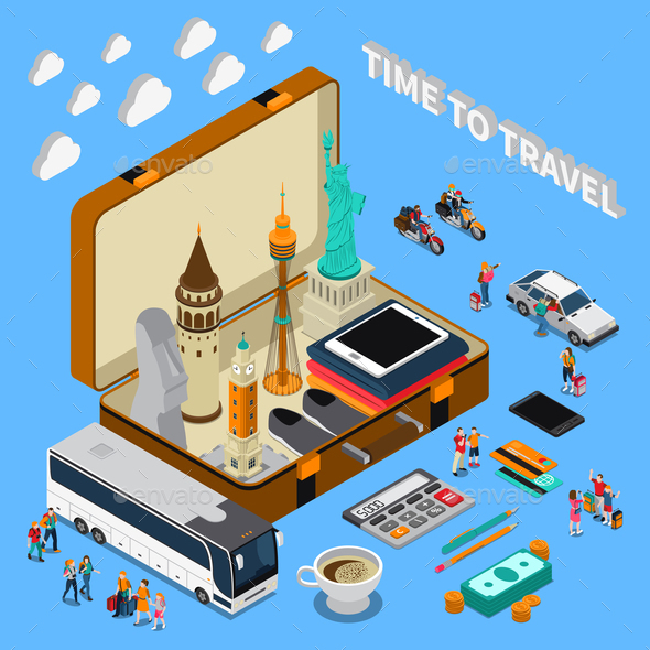 Travel Isometric Composition