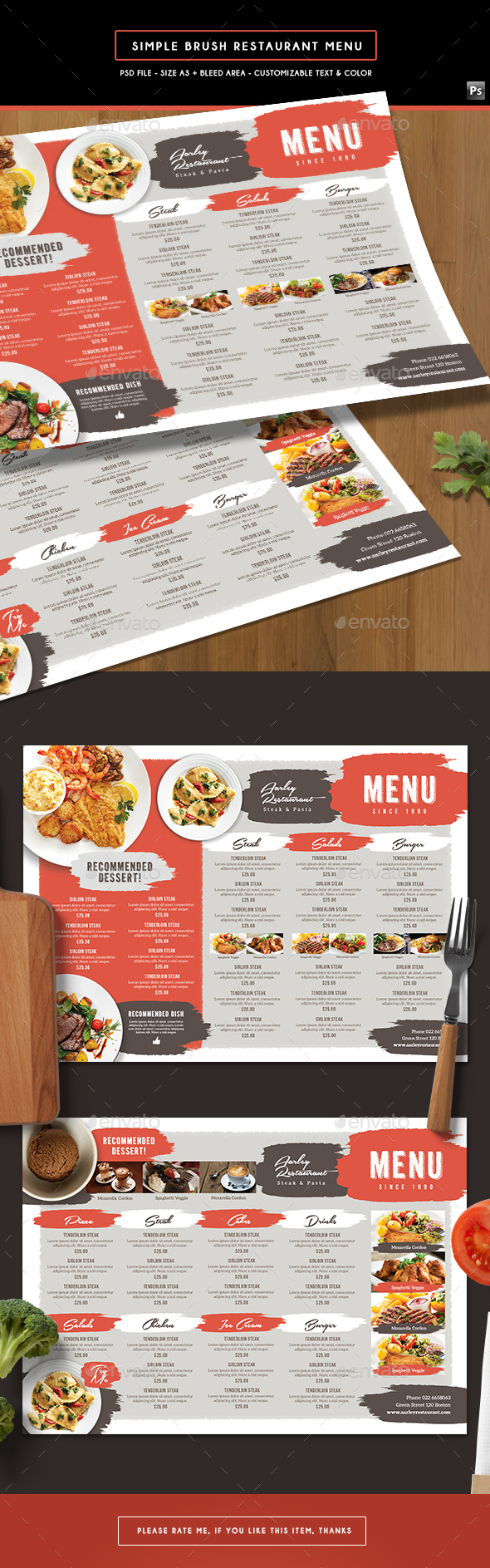 Simple Brush Restaurant Menu Board - Food Menus Print Templates