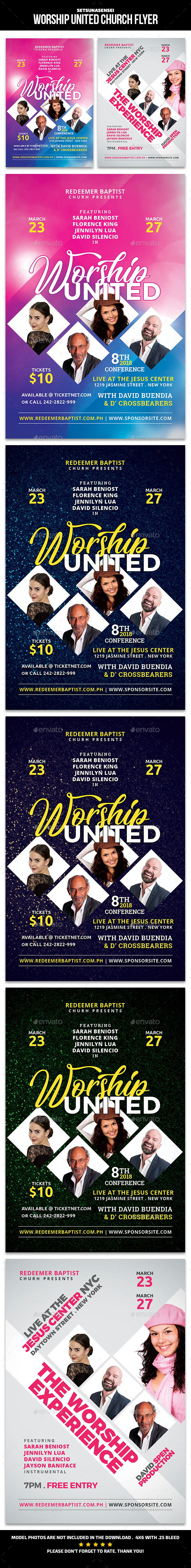 Worship United and the Worship Experience Church Flyer - Church Flyers