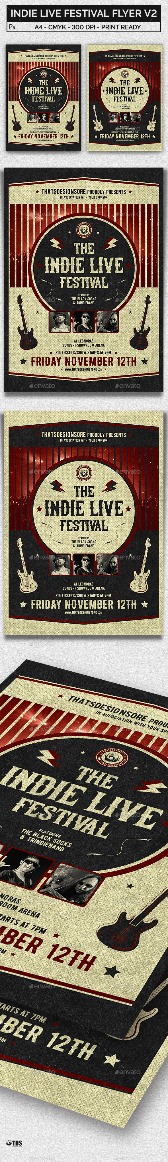 Indie Live Festival Flyer Template V2 - Concerts Events