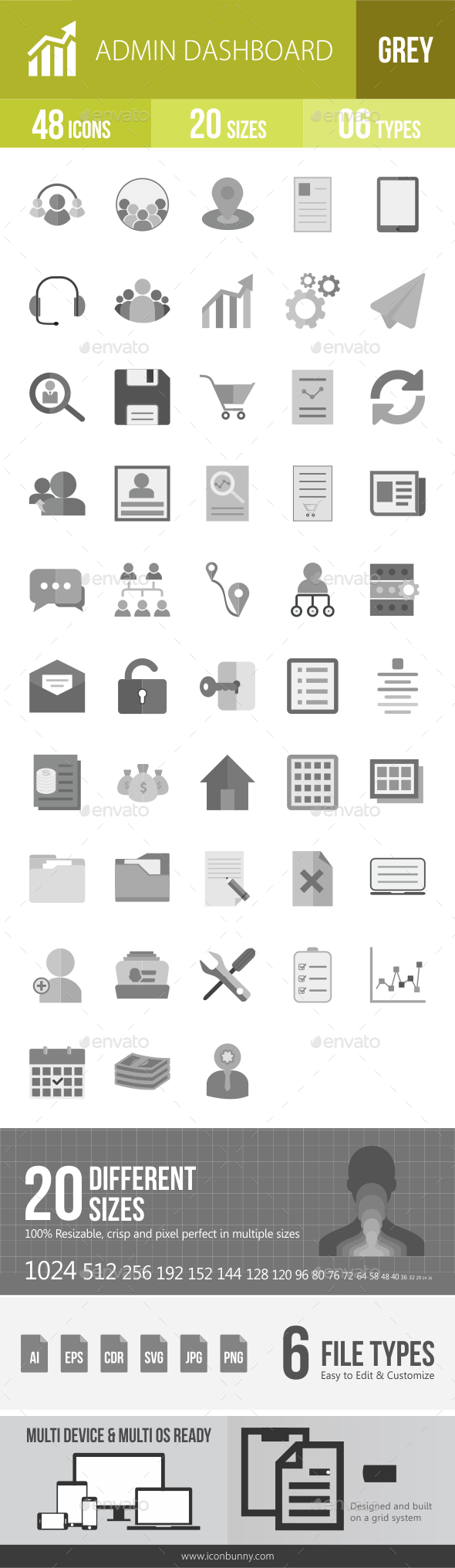 48 Admin Dashboard Grey Scale Icons - Icons