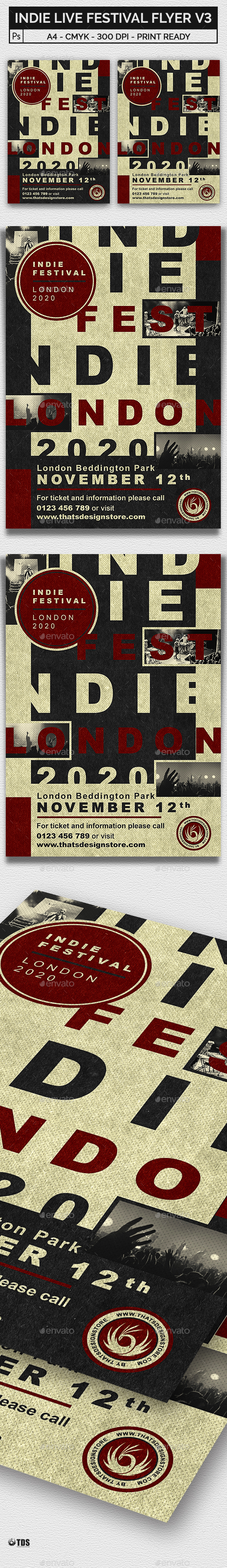 Indie Live Festival Flyer Template V3 - Concerts Events