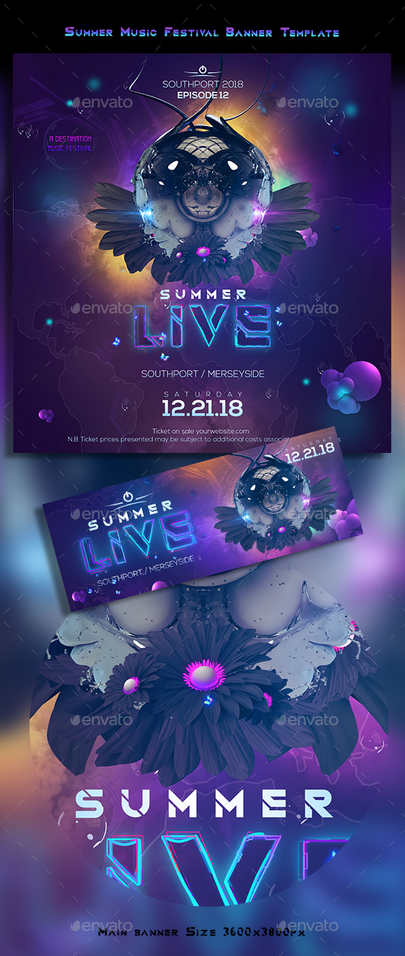 Summer Live EDM Banner - Banners & Ads Web Elements